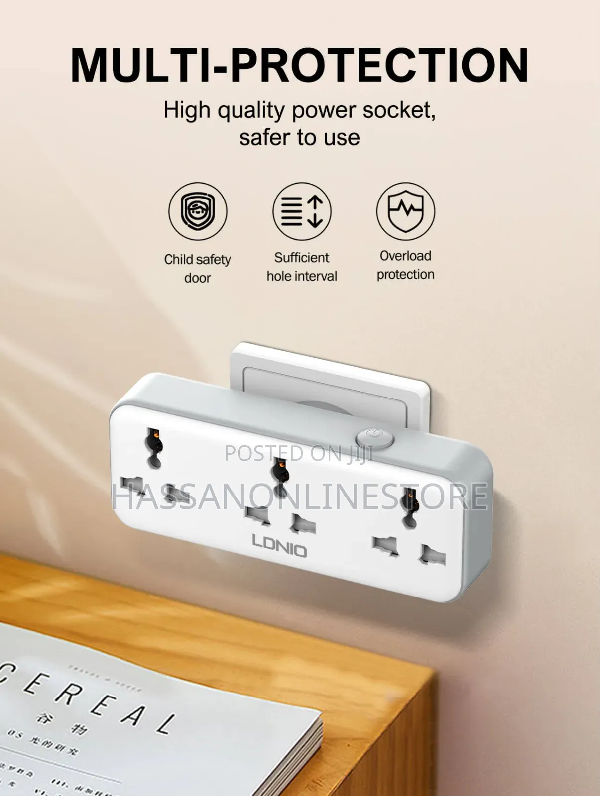Ldnio Sc3317 3 Ac Outlets Portable Extension Power Socket