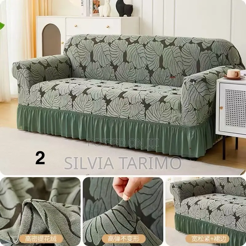 Luxury Stretch Sofa Cover With Skirt – Elegant Red Design