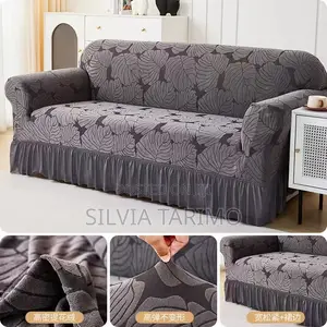 Luxury Stretch Sofa Cover With Skirt – Elegant Red Design