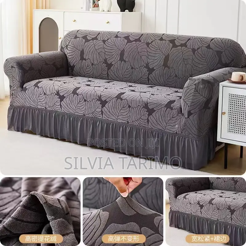 Luxury Stretch Sofa Cover With Skirt – Elegant Red Design