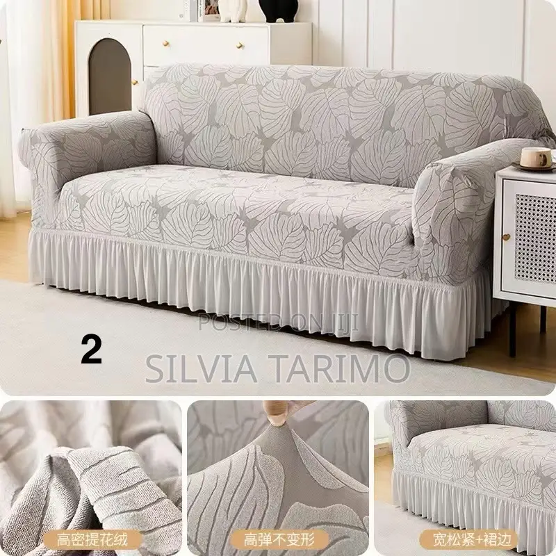 Luxury Stretch Sofa Cover With Skirt – Elegant Red Design