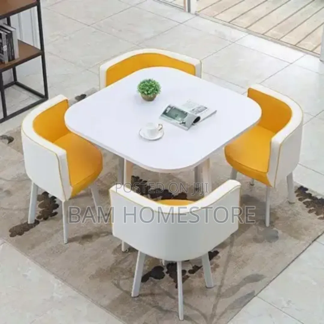 Modern Dining Set – Table 4 Chairs (Marble Design) | Meza Ya Kisasa