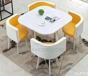 Modern Dining Set – Table 4 Chairs (Marble Design) | Meza Ya Kisasa