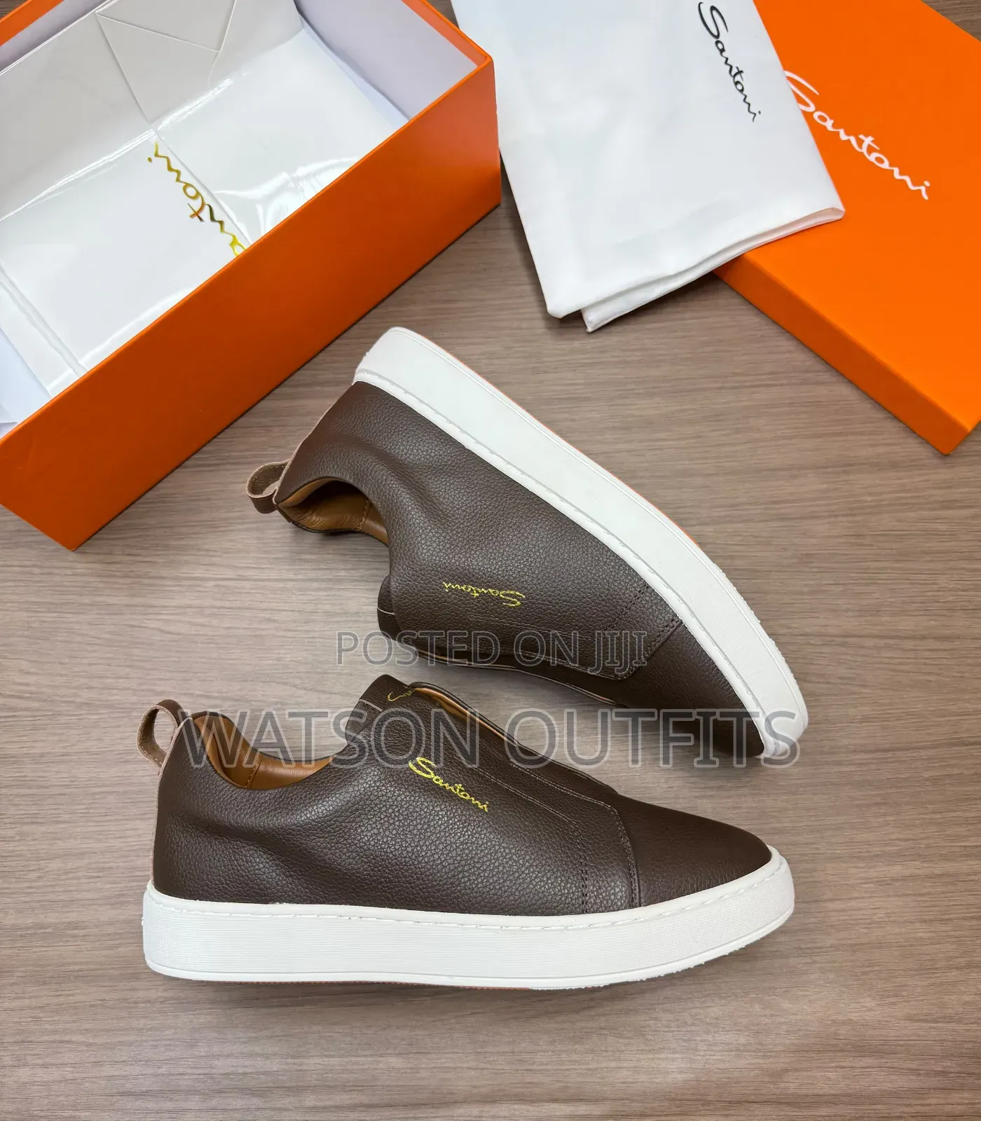 Men's Leather Shoes Santoni Brand Materials Quality and Original