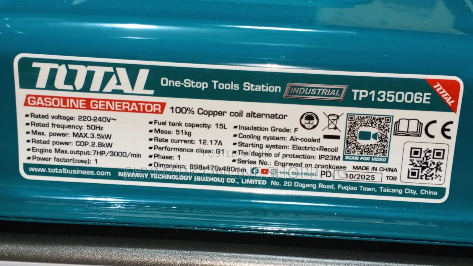 Total Gasoline Generator 3.5kw Tp135006e