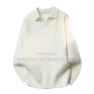 Alfa Mens Ribbed Knit Polo Sweater Looser Design With Jonny Collar