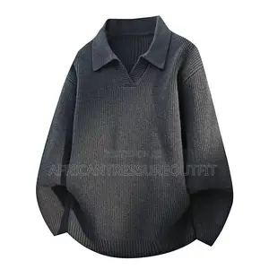 Alfa Mens Ribbed Knit Polo Sweater Looser Design With Jonny Collar