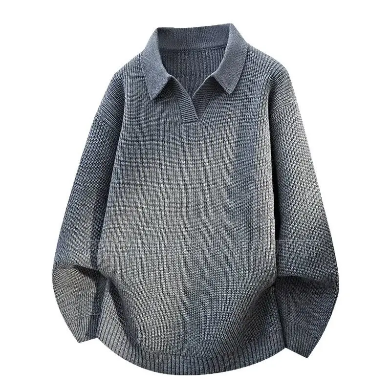 Alfa Mens Ribbed Knit Polo Sweater Looser Design With Jonny Collar