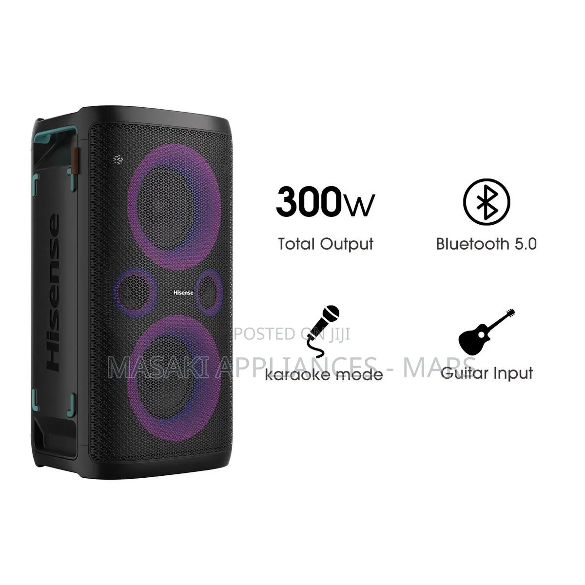 New!Hisense Party Speaker, 300 W, Bluetooth 5.0 Party Rocker One