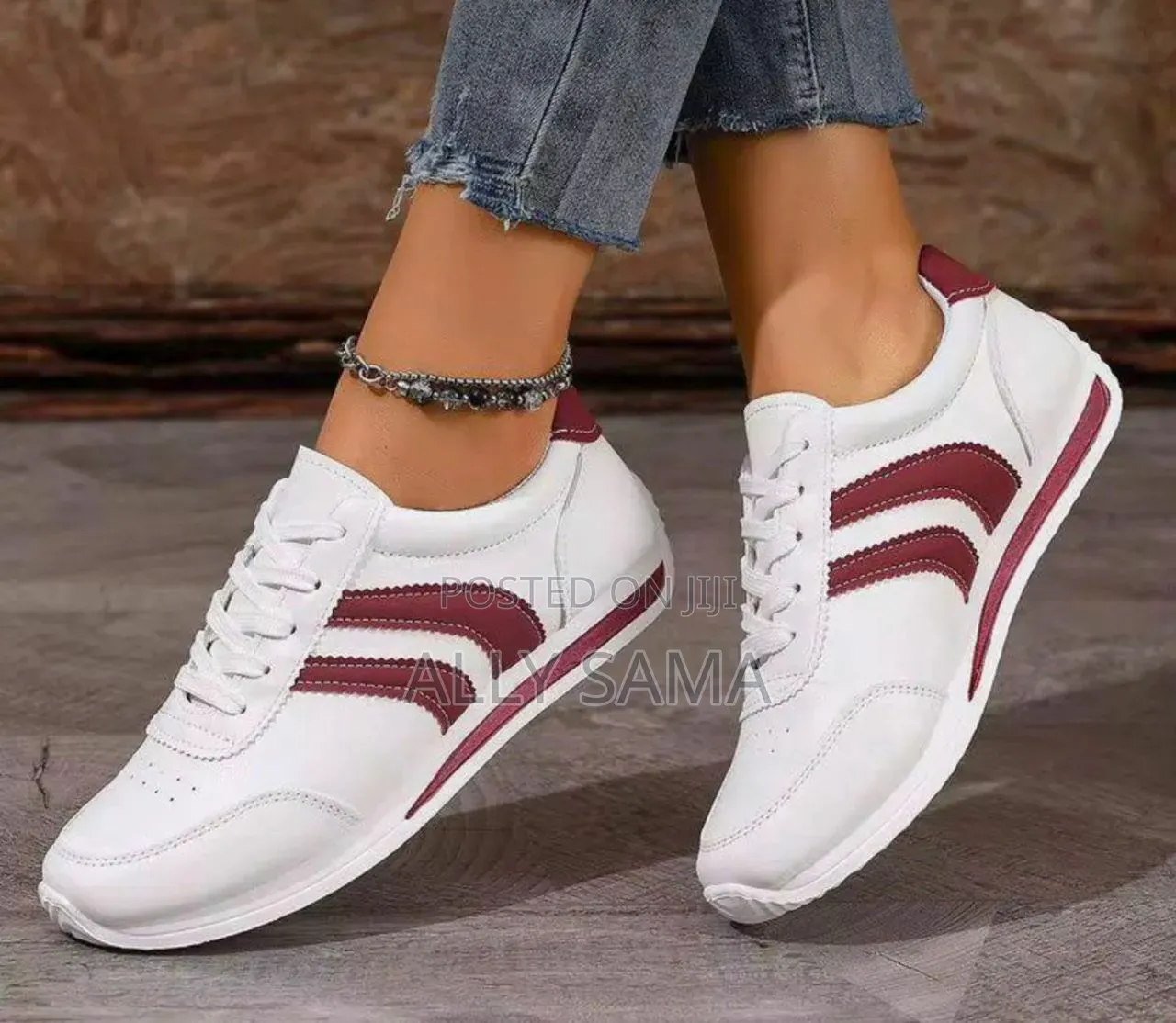 Women's Shoes White Material Leather
