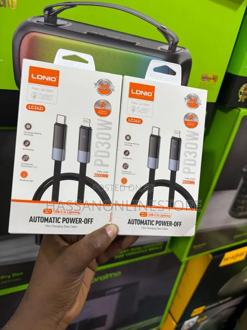 Ldnio Lc241i Auto Power-Off Charging Cable 30w Type-C to Lightning 2m