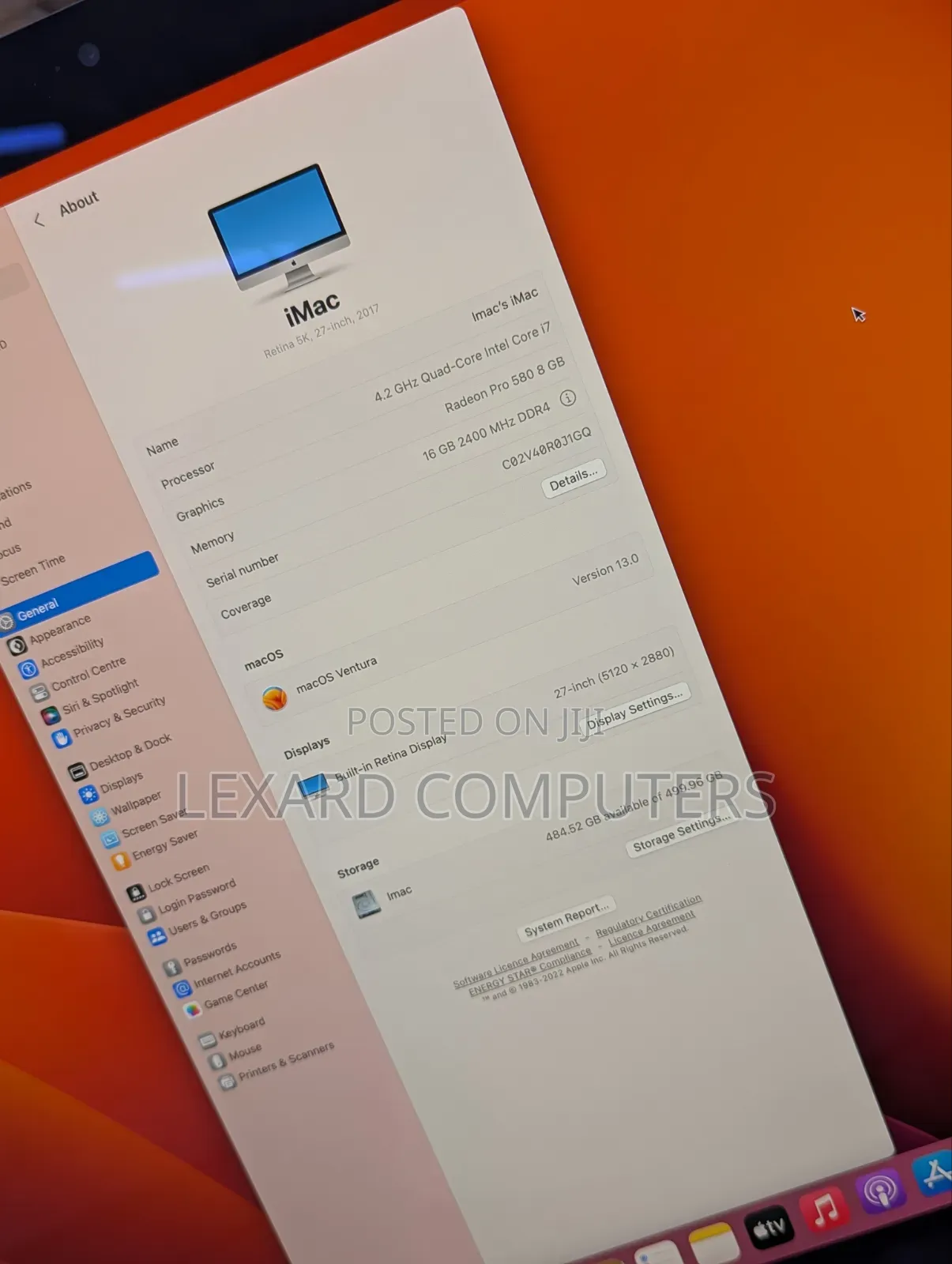 Desktop Computer Apple iMac 16GB Intel Core i7 SSD 512GB