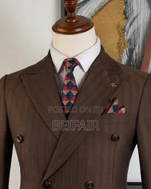 Brown Double Breasted Light Checked