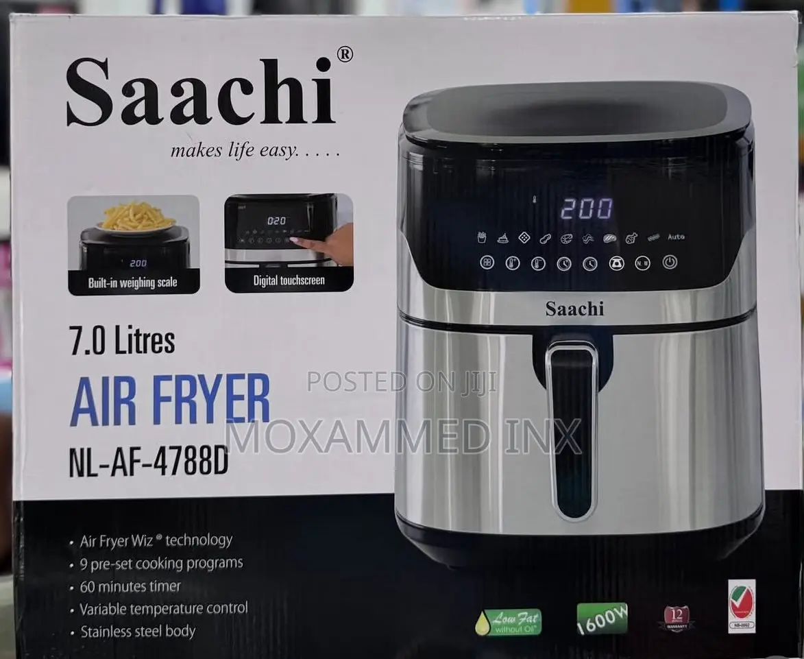 Saachi 7.0l Air Fryer (Model Nl-Af-4788d)Featuring a Stainless Stee
