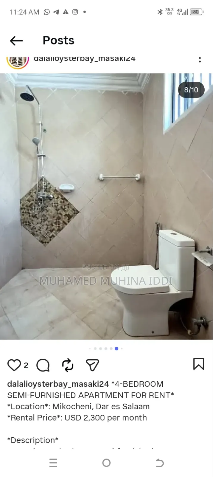 Furnished 4bdrm Apartment in Mikocheni for rent