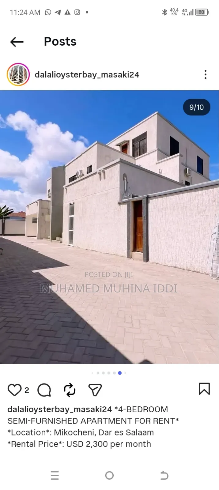 Furnished 4bdrm Apartment in Mikocheni for rent