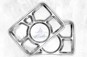 Rectangular Shaped Stainless Steel 6-compartment Food Tray