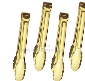 Heavy Duty High Grade Stainless Steel Food Tong, Gold-colored, 15cm