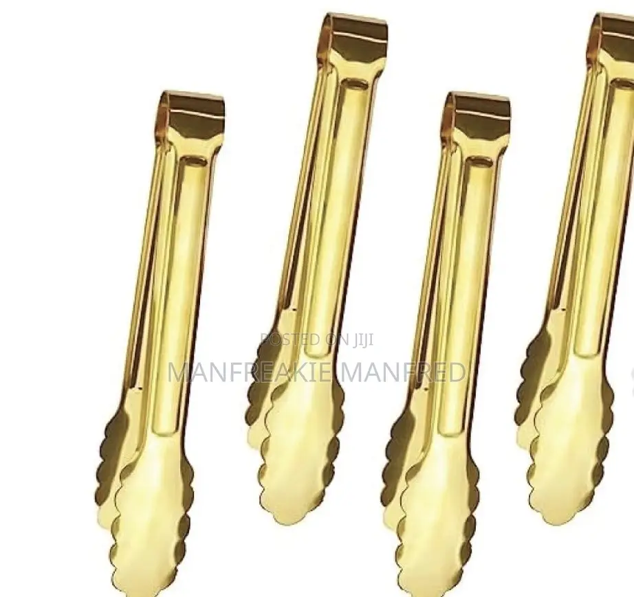 Heavy Duty High Grade Stainless Steel Food Tong, Gold-colored, 15cm