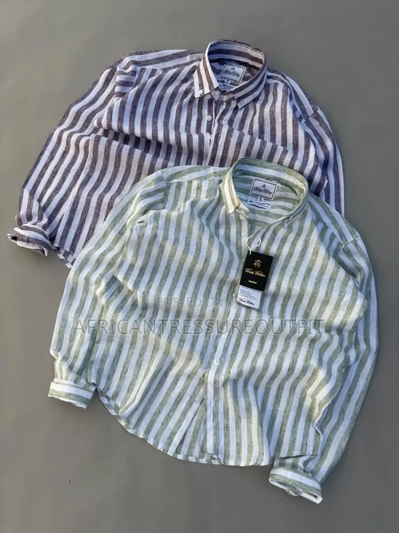 Gant Premier Stripped Linen Fit Shirts Crafted From Cotton and Linen