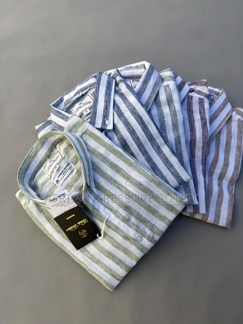 Gant Premier Stripped Linen Fit Shirts Crafted From Cotton and Linen