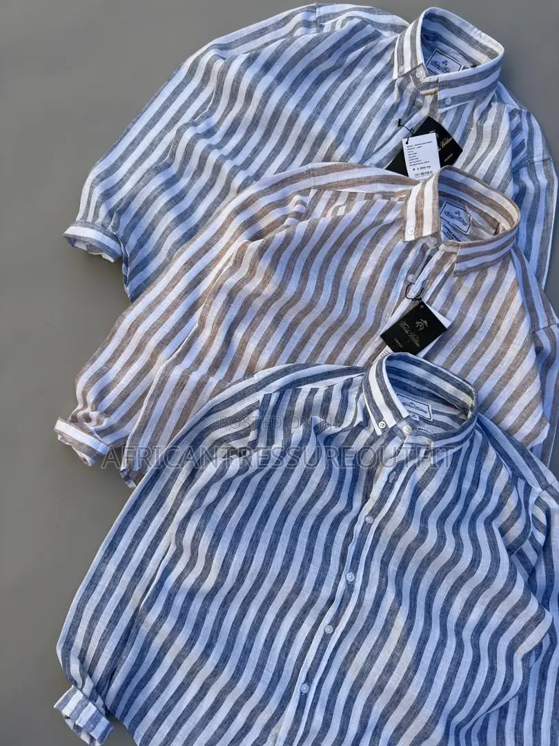Gant Premier Stripped Linen Fit Shirts Crafted From Cotton and Linen