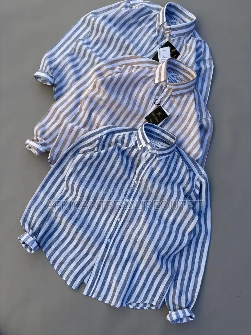 Gant Premier Stripped Linen Fit Shirts Crafted From Cotton and Linen