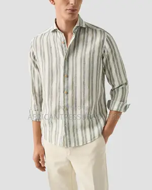 Gant Premier Stripped Linen Fit Shirts Crafted From Cotton and Linen