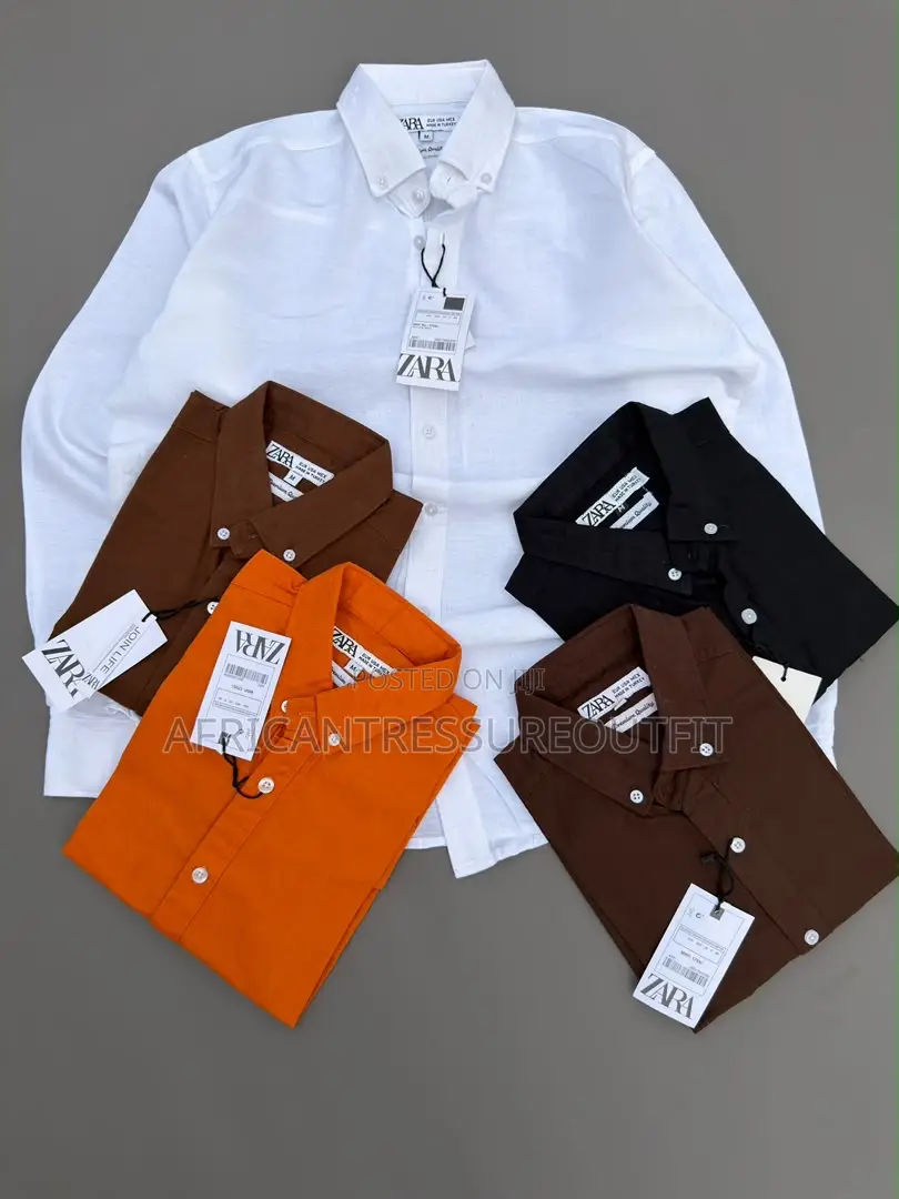 Zara Shirts Long Sleeves Crafted From 100% Cotton Button Down Collar