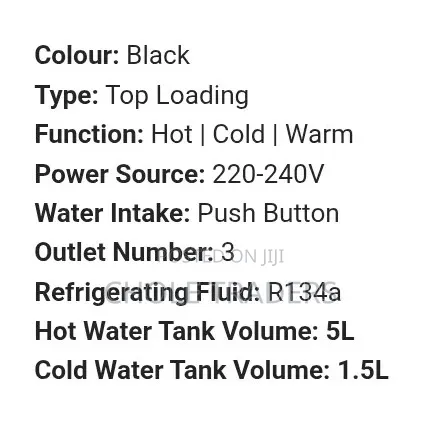 (Black Color) Hisense 3-Taps Top Loading Water Dispenser With Cabinet