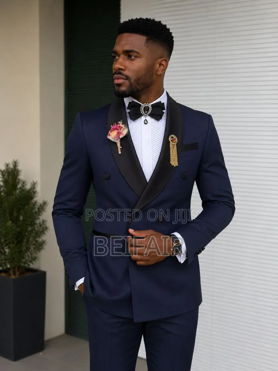 Dark Blue Black Taxedo Mens Suit