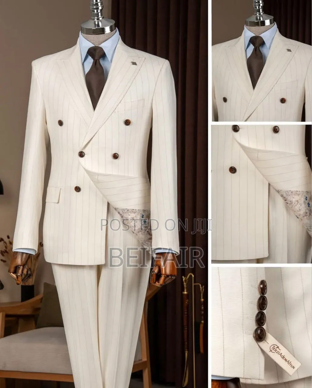 Off-White Double Breasted Stripped Suit