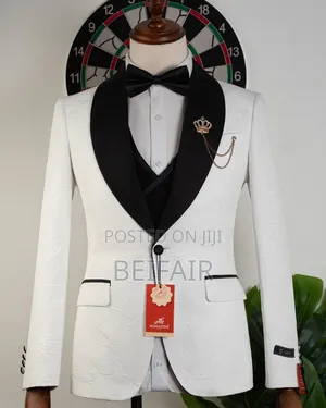 Taxedo Suit Black and White | Black Waistcoat