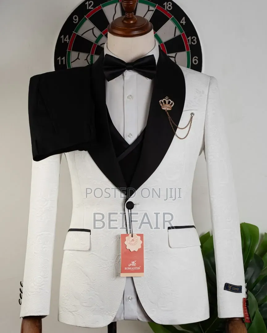 Taxedo Suit Black and White | Black Waistcoat