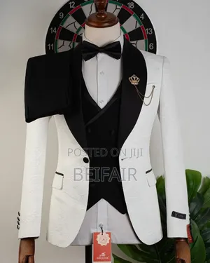 Taxedo Suit Black and White | Black Waistcoat