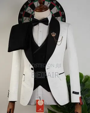 Taxedo Suit Black and White | Black Waistcoat