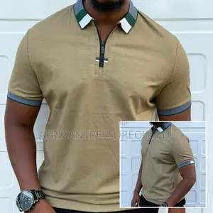 Avogan Men Slim Fit Polos Tshirts Crafted Short Quarter Zip Plackets