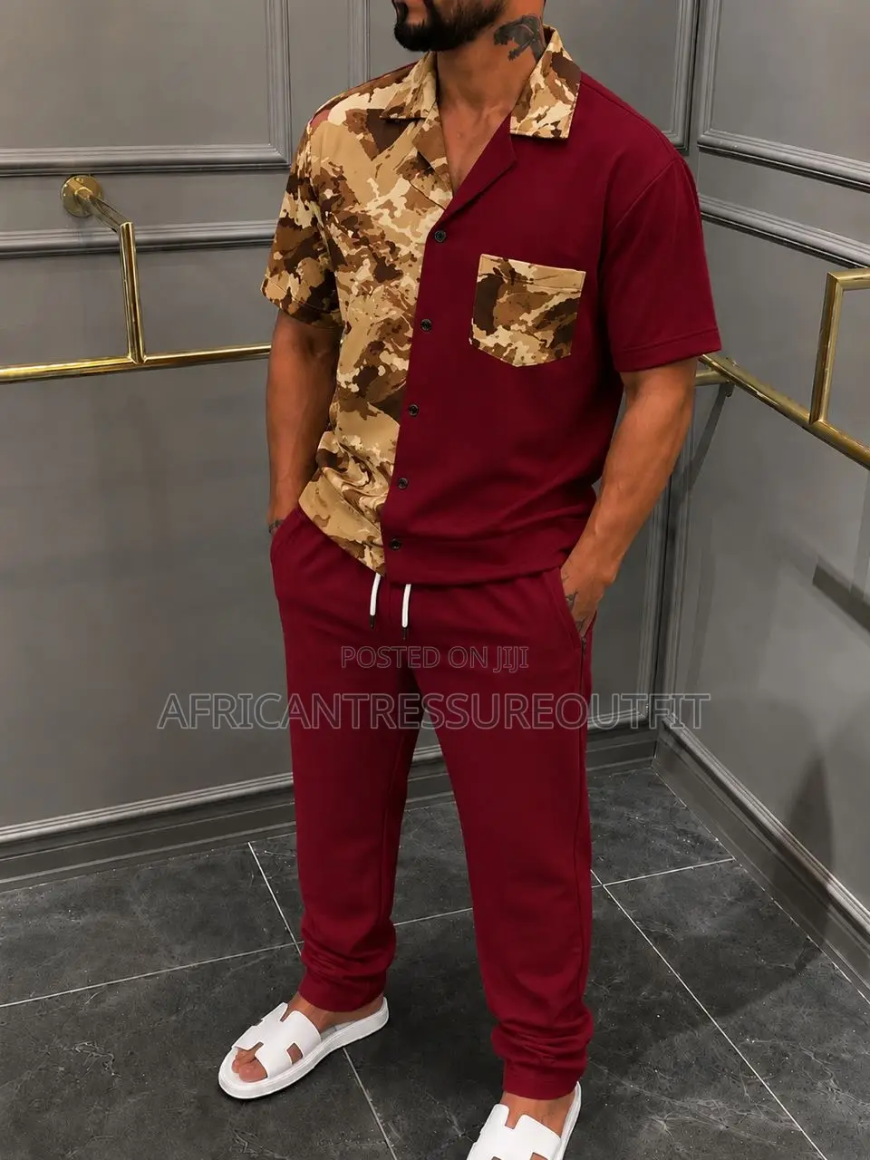 Monochrome Smart Casual Set Two Piece Fit Zip Shirt and Jogger Trouser