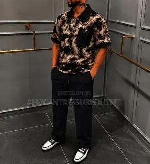 Monochrome Smart Casual Set Two Piece Fit Zip Shirt and Jogger Trouser