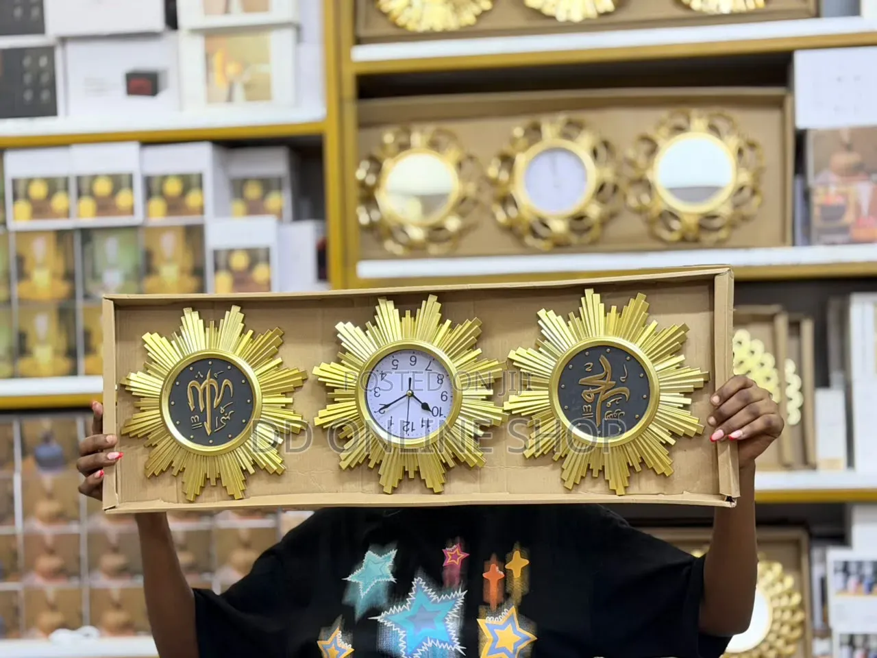 3-in-1 Wall Clock and Mirror Set 1 Clock and 2 Decorative Mirrors.