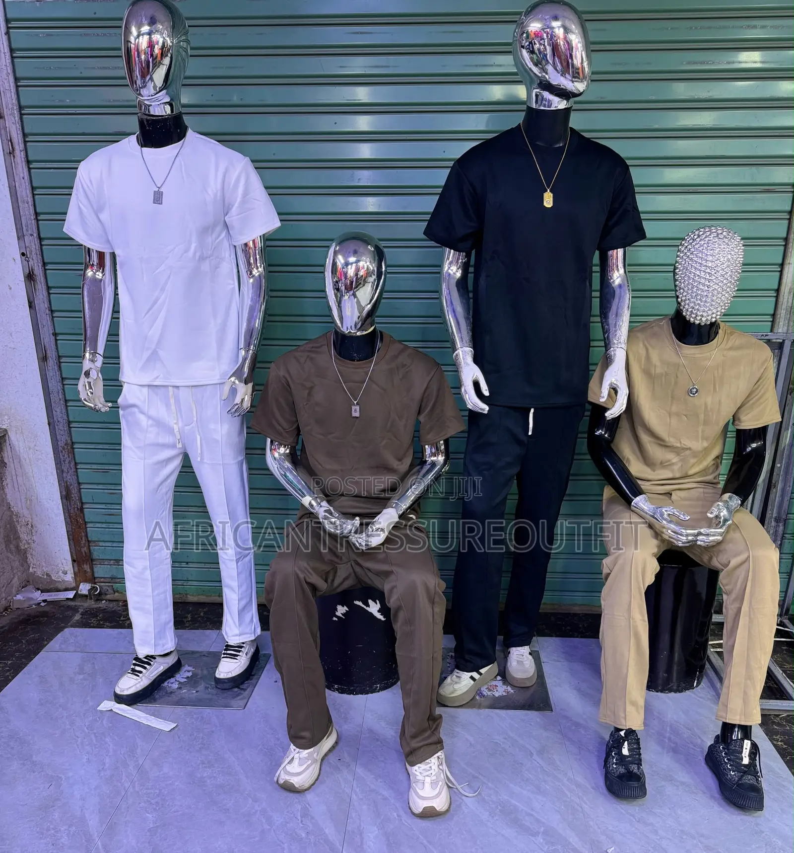 Believe Loungewear Sets Featured on Four Chrome Mannequins Available