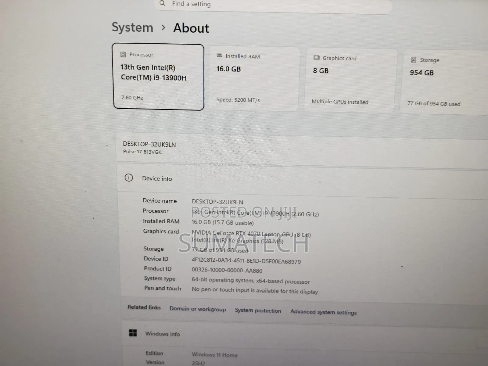 Laptop MSI Pulse GL76 16GB Intel Core i9 SSD 512GB