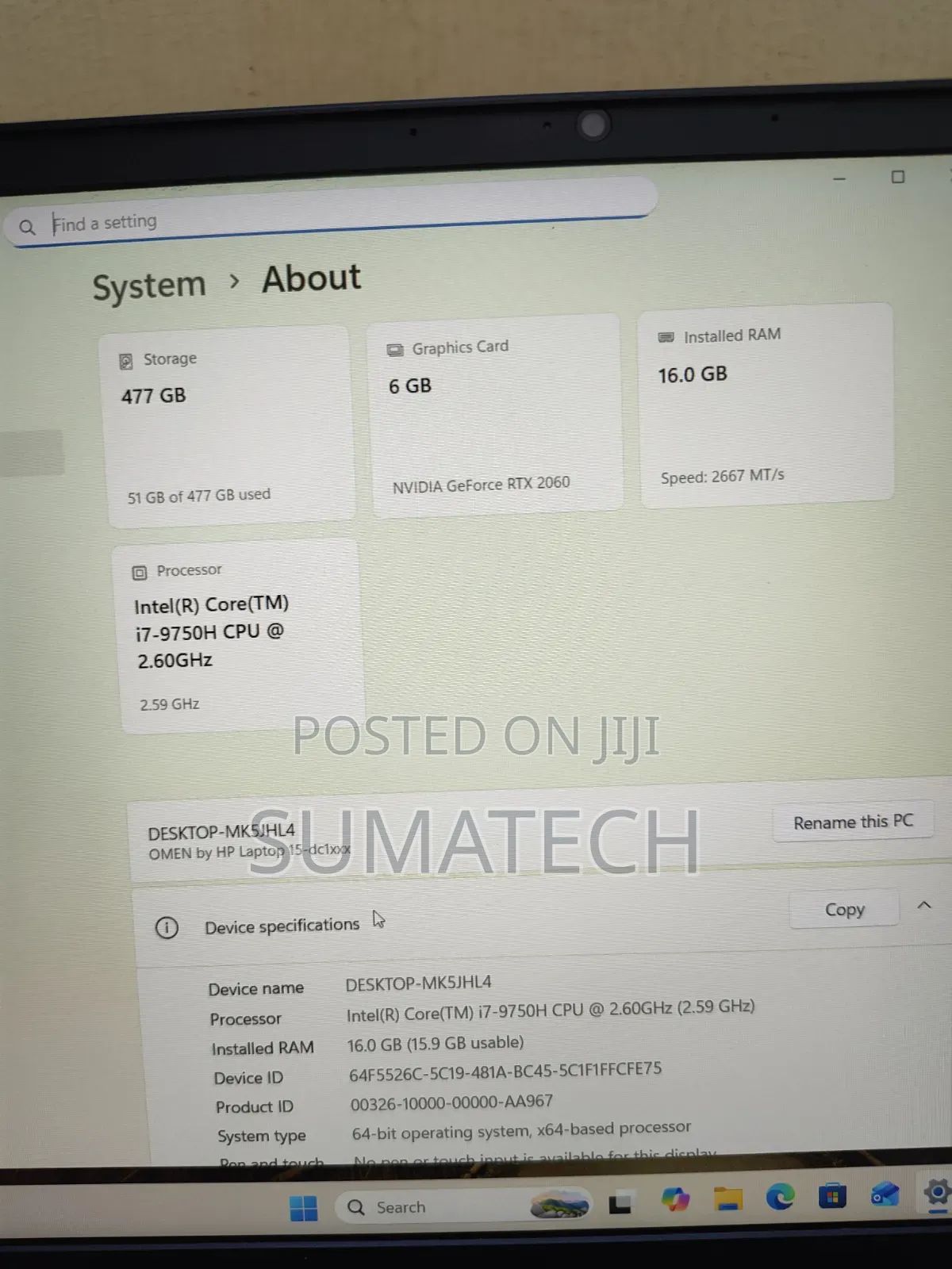Laptop HP Omen 15 16GB Nvidia SSD 512GB