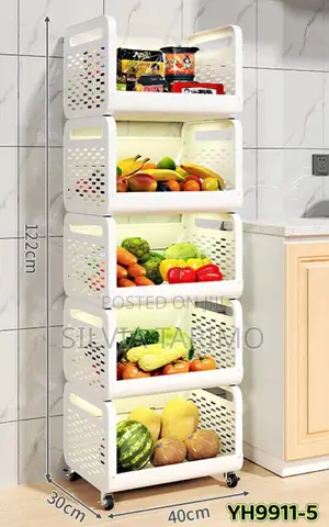 5-Tier Kitchen Storage Rack With Wheels