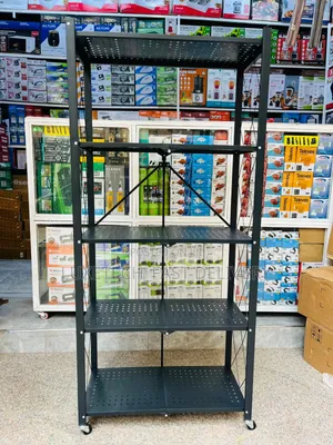 5 Layers Foldable Storage Metal Rack With Wheels For Portability