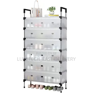 7 Tiers Dustproof Shoe Rack Organizer With Semitransparent Flip Doors