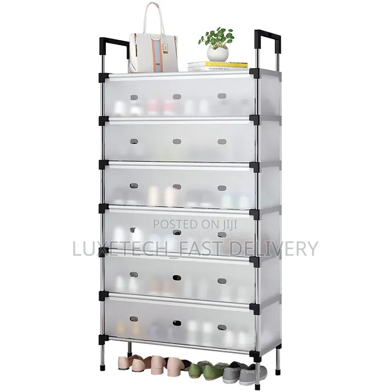 7 Tiers Dustproof Shoe Rack Organizer With Semitransparent Flip Doors