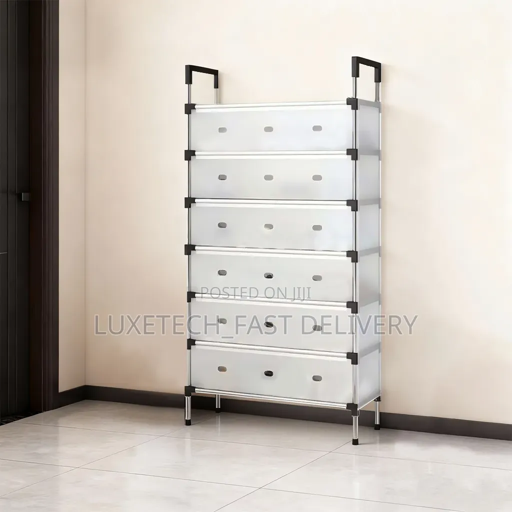 Multi-Tier Dustproof Storage Shoe Rack With Semi-Transparent Flip Door