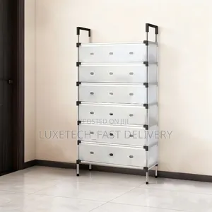 Multi-Tier Dustproof Storage Shoe Rack With Semi-Transparent Flip Door