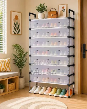 9 Layers Shoes Rack With Dust Proof Cover* Dimension:60*30*166cm